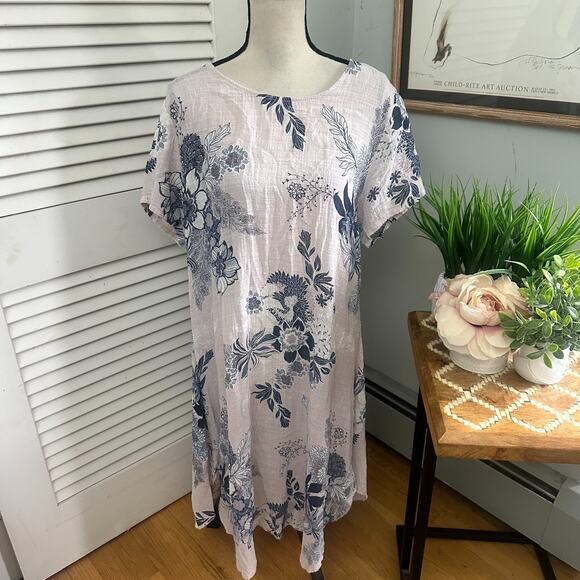 BEYOND CAPRI Womens Dress One Size Floral Midi Shift Summer Italy Bohemian Chic - Picture 1 of 10